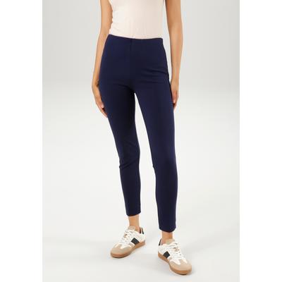 Schlupfhose ANISTON CASUAL, Damen, Gr. 46, N-Gr, blau (marine), Stoff, Jersey, Obermaterial: 65% Viskose, 30% Polyamid, 5% Elasthan, unifarben, casual, sehr figurbetont knöchelfrei, Hosen, vorne und hinten mit Bügelfalte Image