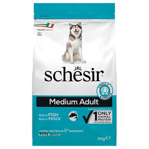 3kg Schesir Dog Medium Adult mit Fisch Hundefutter trocken