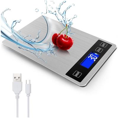 Food Kitchen Digital Scale USB Charging Kitchen Scale Waterproof Stainless Steel with LCD Display