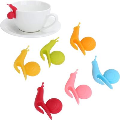 6Pcs Cute Snail Shape Drink Markers Silicone Tea Bag Holder