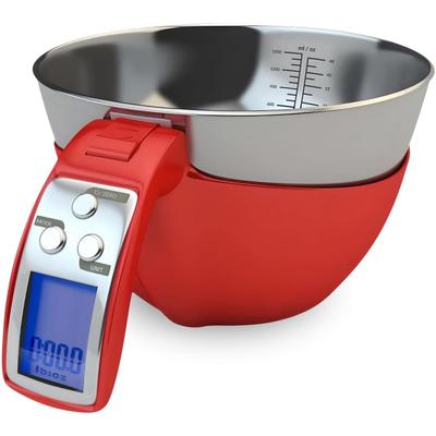 Digital Kitchen Food Scale with Bowl (Removable) and Measuring Cup - Stainless Steel