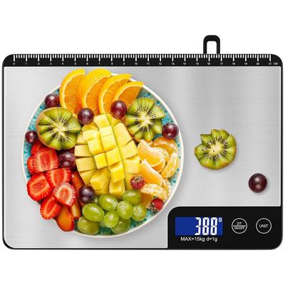 33lb Digital Kitchen Scale Large Weighing Area Professional Electronic food Scale Stainless Steel Household Scale Touch Control