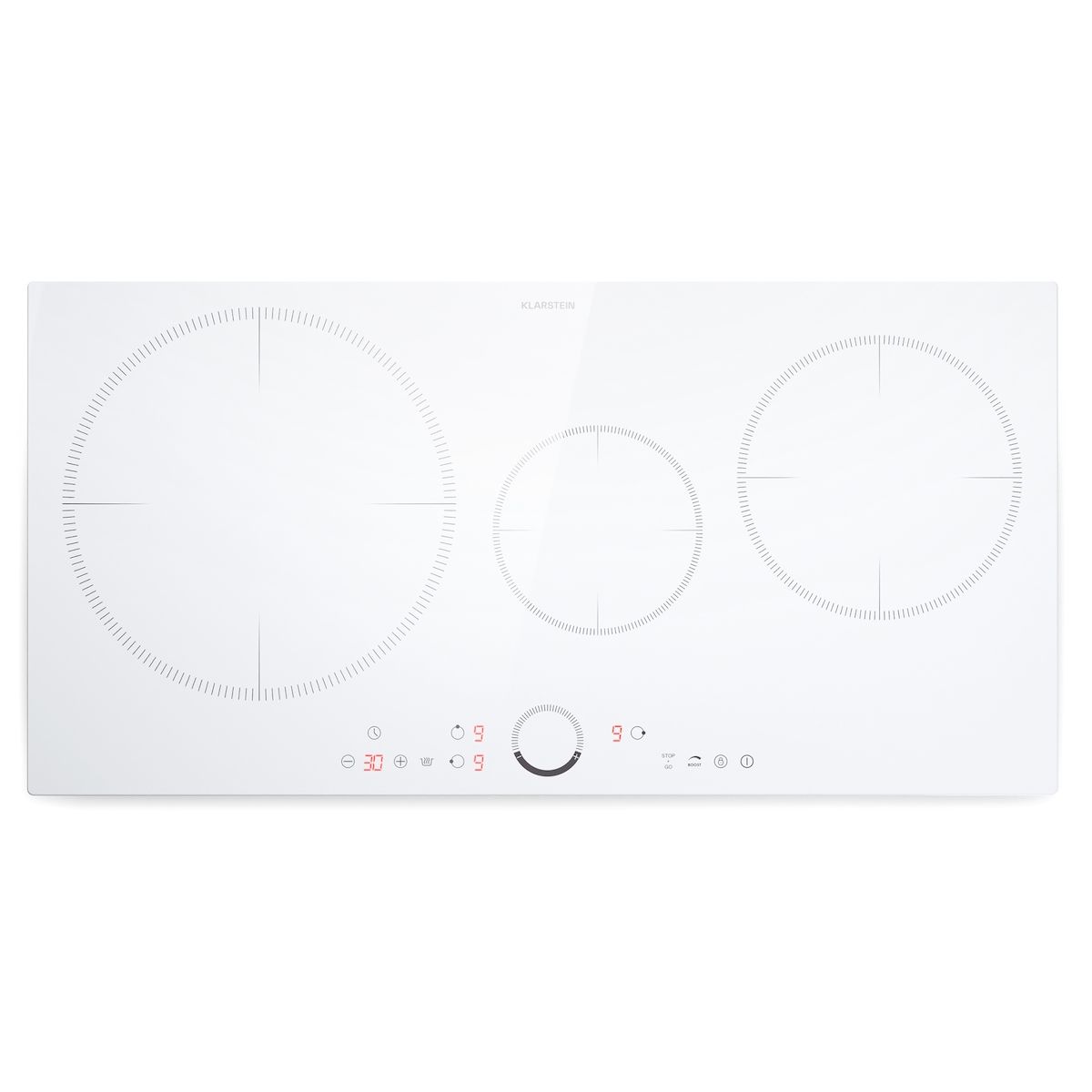 Klarstein Delicatessa 80 Einbaukochfeld Induktion 3 Zonen 6000W Paella-Zone Glaskeramik Weiß Image