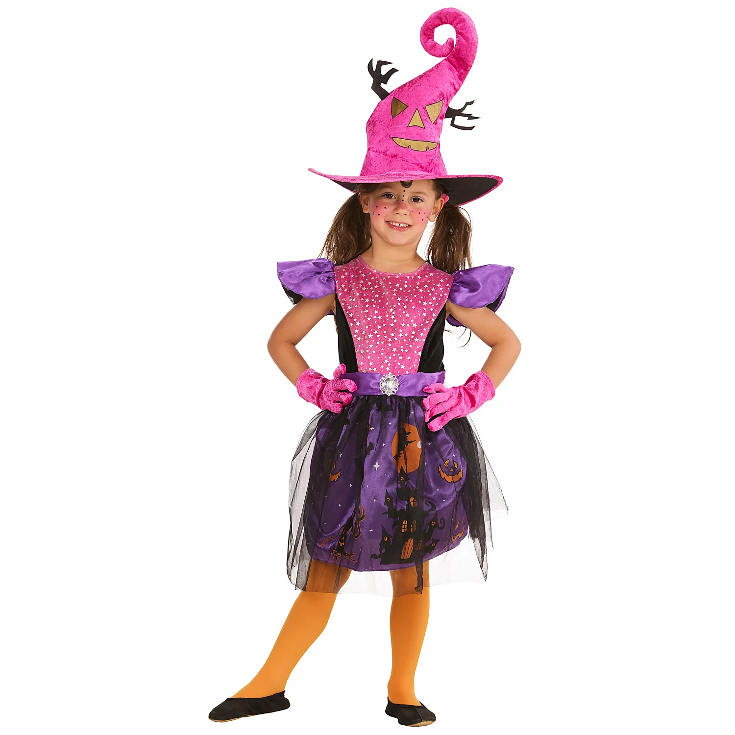 Déguisement de sorcière pour enfants, violet/noir