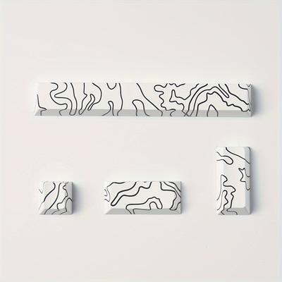 TEMU White Line Keycap Set For Keyboards, Pbt Material, Sublimated, Oem Height, Minimalist Style, Includes Esc, Space, And Enter Keycaps