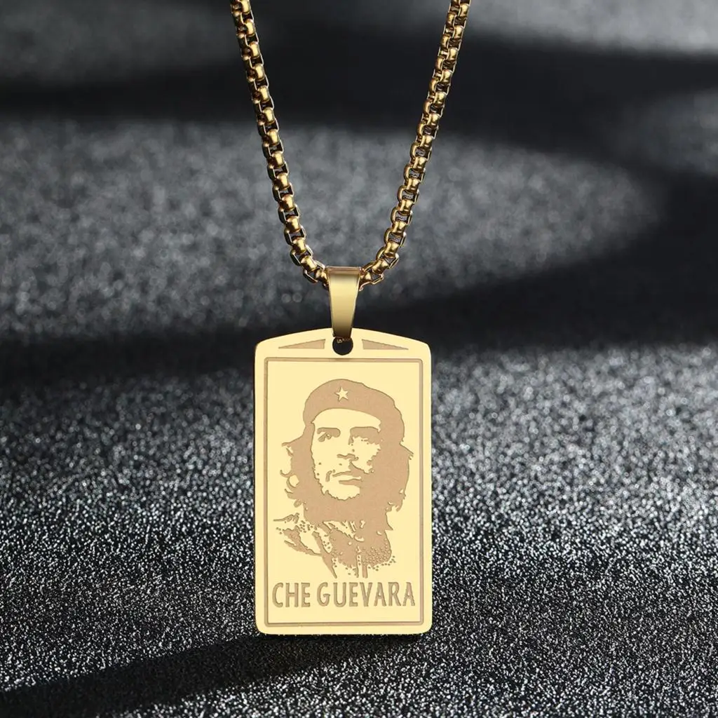 Punk Ernesto Che Guevara Porträt Anhänger Edelstahl Tag Halskette Laser Große Männer Kette Halsketten Schmuck Geschenk