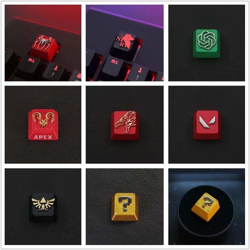 1-teilige Keystone-Tastenkappe aus Zink-Aluminiumlegierung, R4-Höhe, stereoskopische Relief-Tastenkappe für mechanische MX-Switch-Tastatur Image