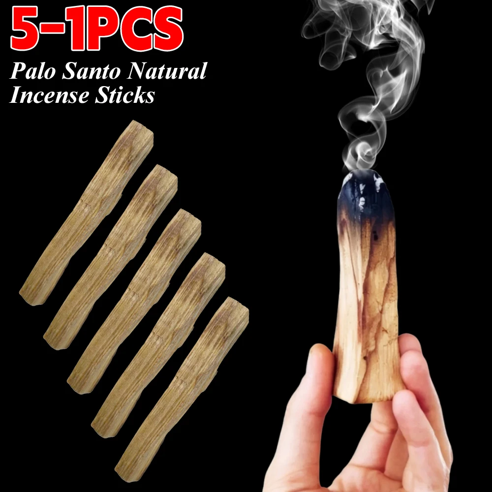 5-1 Stück Palo Santo natürliche Räucher stäbchen Holz verschmieren Streifen Aroma therapie Weihrauch brenner für zu Hause Wohnzimmer Büro duft Image