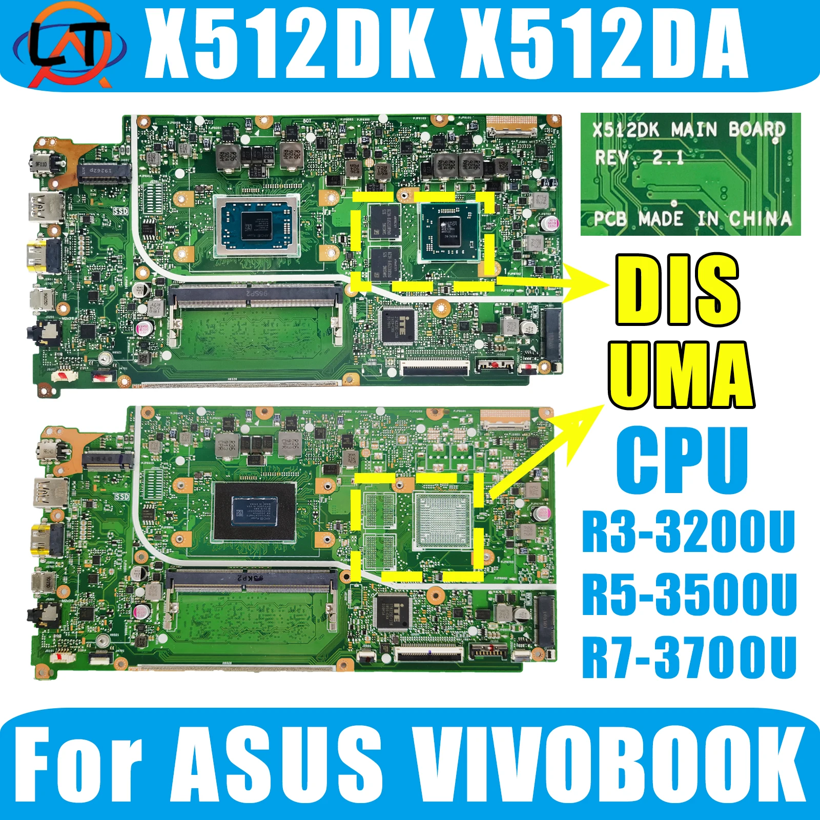 X512D Laptop Motherboard Für Asus VIVOBOOK X512DA X512DK F512DA X712DA M712D Notebook Mainboard R3 R5 R7 0GB/4GB RAM Vollständig Getestet Image