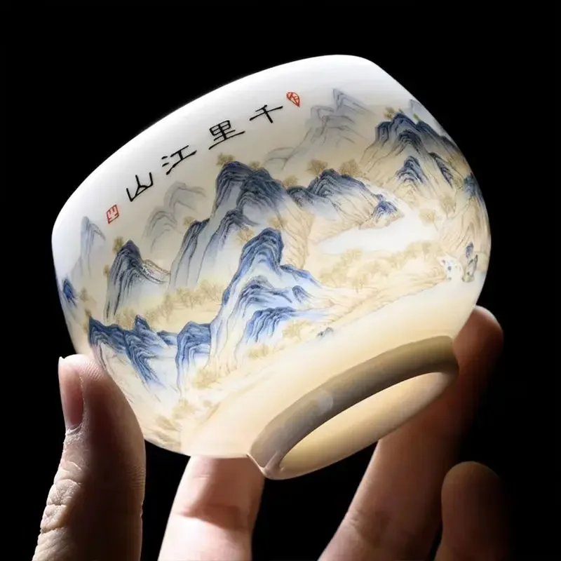 Exquisite Lamm Fett Jade weiß Porzellan Tee tasse handgemachte tragbare Keramik Tee tasse maßge schneiderte Tee-Set persönliche Master-Tasse Image