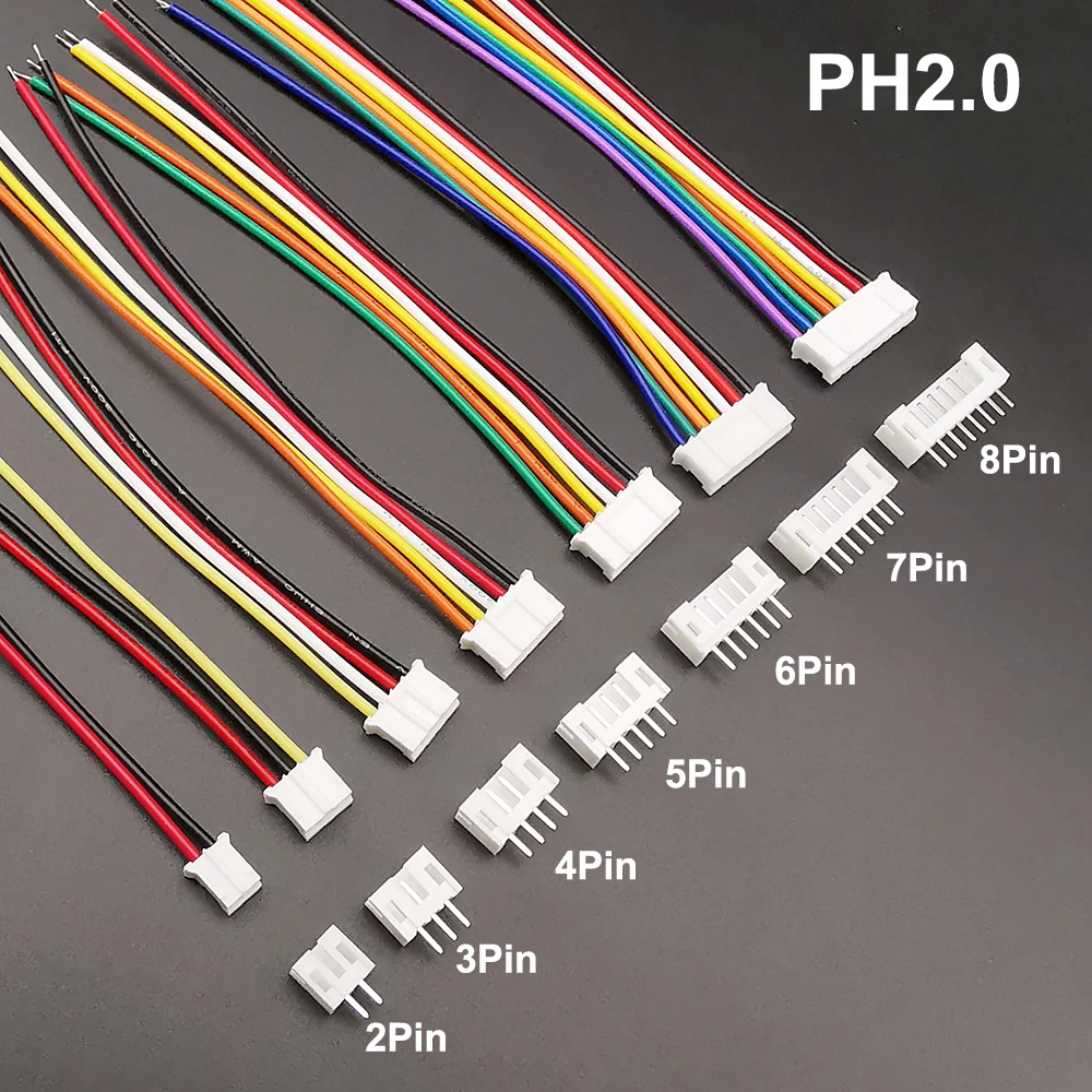 5 Sets Micro JST 2,0mm PH2.0 Männlich Weiblich Stecker 2P 3P 4P 5P 6P 7P 8Pin Stecker Mit Terminal Drähte Kabel Buchse 26AWG Image