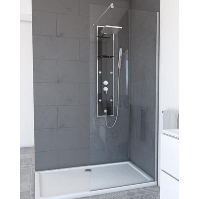 Walk-in-Dusche MARWELL "PLANO", silber (silberfarben), H:200cm T:80cm, Duschwände, verchromte Aluminiumprofile