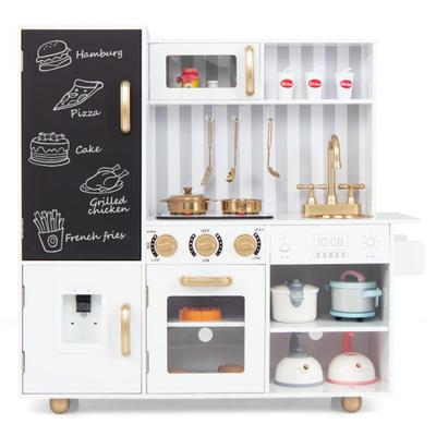 Costway Pretend Play Kitchen for Kids with Real Sounds and Lights-White