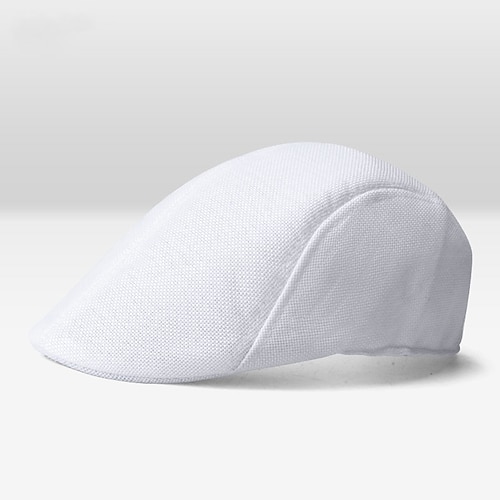 Herren Schiebermütze Baskenmütze Ascot-Hut Ballonmütze Schwarz Weiß Bettwäsche Modisch Brautkleider schlicht Britisch Strasse Täglich Glatt Einstellbar Atmungsaktiv Image
