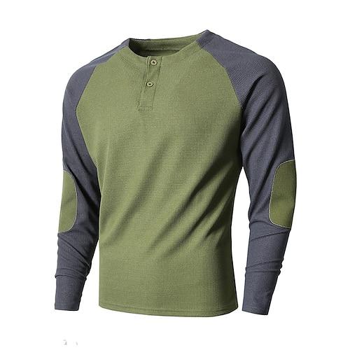 Herren Sweatshirt Pullover Armeegrün Khaki Hellgrau Dunkelgray Rundhalsausschnitt Farbblock Patchwork Sport Natur Täglich Festtage Strassenmode Basic Brautkleider schlicht Frühling Herbst