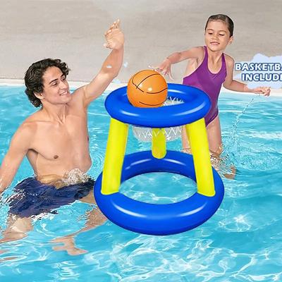 1pc Large Floating Volleyball Net and Basketball Hoop - Inflatable Pool Game Set for Water Fun - Durable and Easy to Assemble - Perfect for Backyard Pool Parties and Outdoor Games