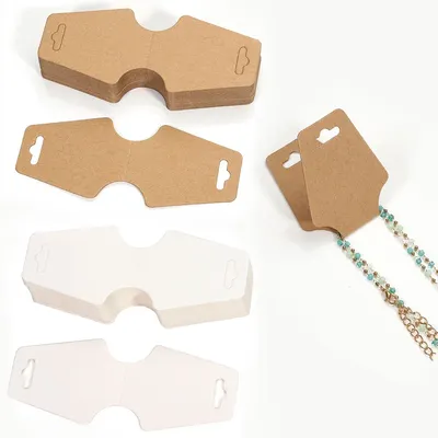 50pcs/lot 12x5cm Foldable Display Cards Necklace Bracelet Kraft Paper Card for DIY Jewelry Retail