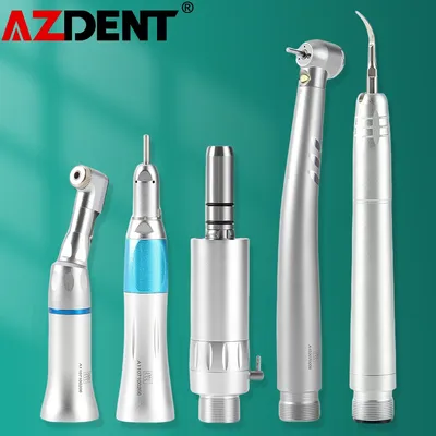 Azdent Dental LED High and Low Speed Handpiece Air Scaler Kit 1:1 Latch Contra Angle 2/4 Holes