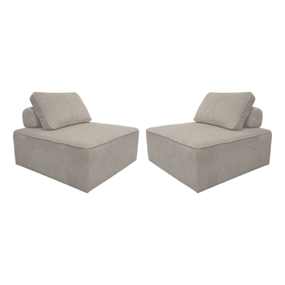 2 chauffeuses canapé velours côtelé gris clair