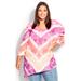 Plus Size Women's 3/4 Sleeve Tie Dye Top by Avenue in Purple (Size 18)