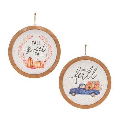 Fall Harvest Plaque (Set Of 2) by Melrose in White