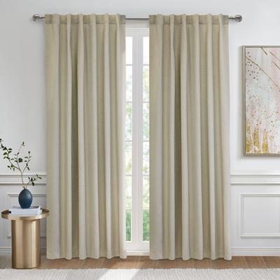 Wide Width Baxter Blackout Dual Header Curtain Panel by Thermaplus in Oatmeal (Size 52