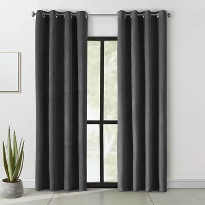 Wide Width Navar Blackout Grommet Curtain Panel by Thermaplus in Black (Size 54