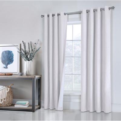 Wide Width Ventura Blackout Grommet Curtain Panel Pair by Thermaplus in White (Size 52