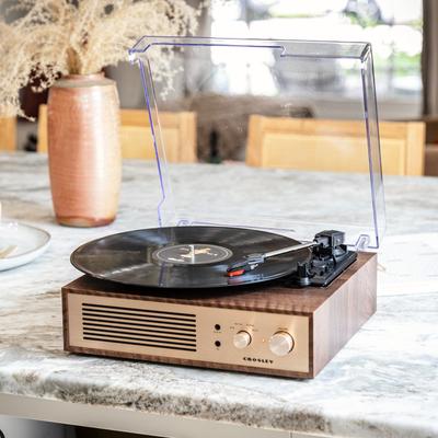 Crosley Miles Bluetooth Vinyl Record Player, 3-Speed Belt-Drive Portable Turntable, Dust Cover