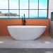 Tubcraft 59/67 in. Egg-Shaped Stone Resin Solid Surface Freestanding Soaking Bathtub