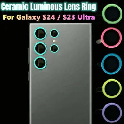 Kit Glossy Luminous Camera Protector For Samsung Galaxy S24 23 Ultra Ceramic Lens Rings Tempered