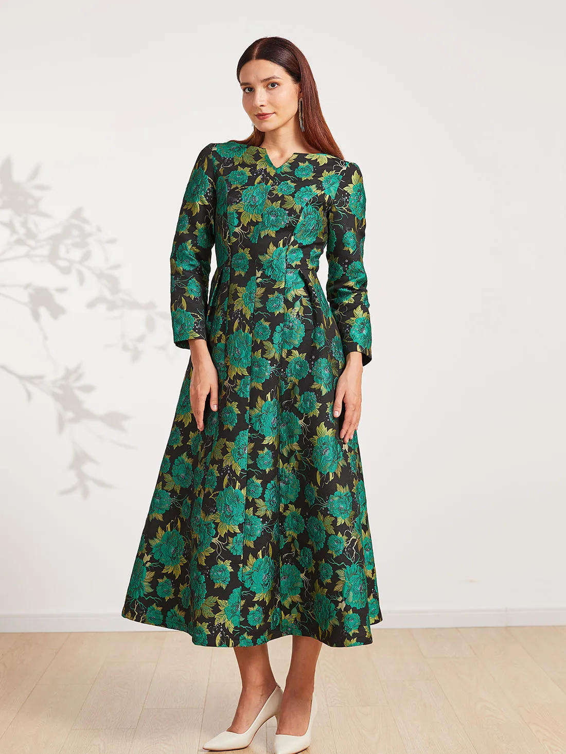 Vintage Frauen Party kleid lange Blumen Maxi Jacquard Herbst kleider elegante Abend Boho Damen Kleidung