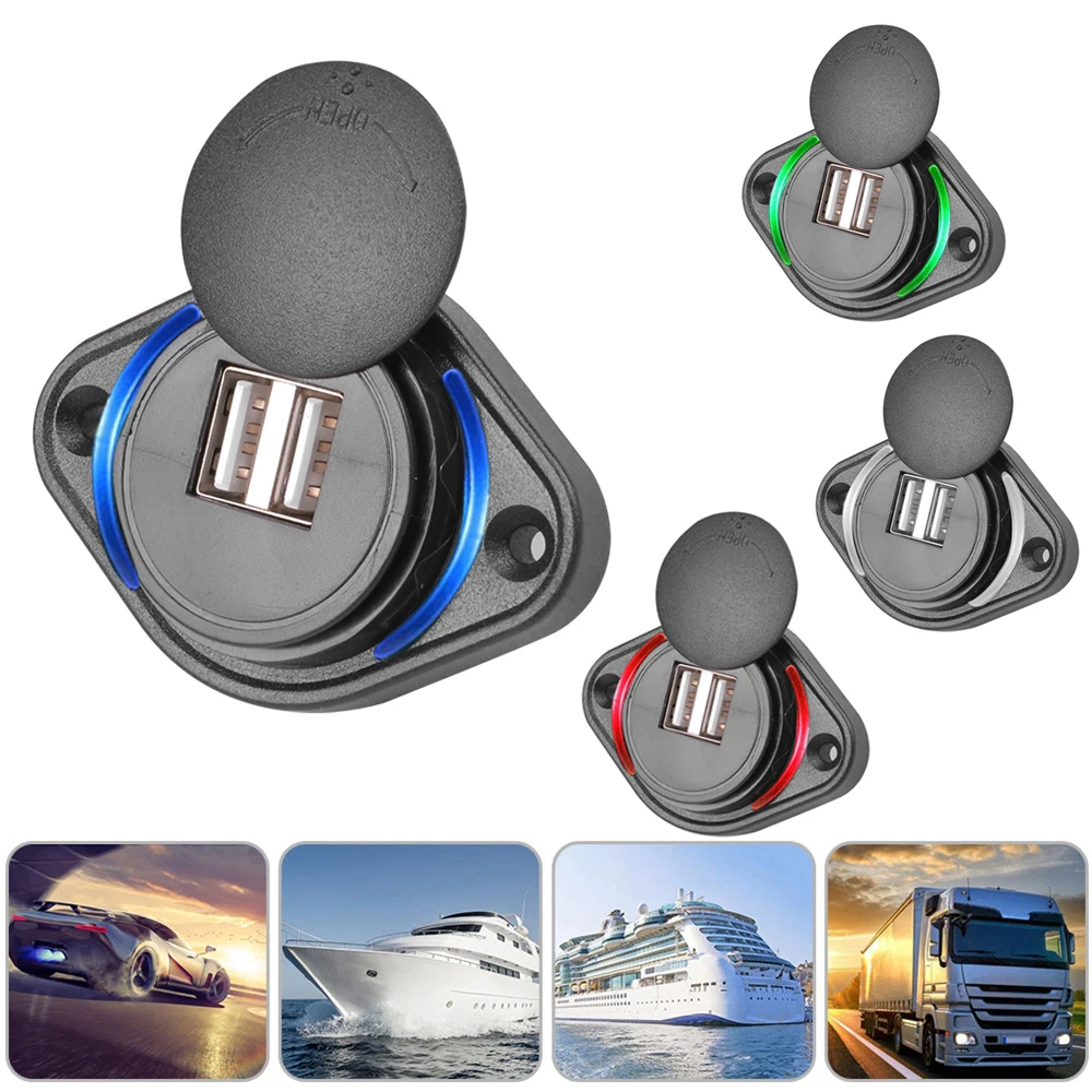 12-24V Dual USB Ladegerät Buchse mit Schiebe Kappe 36W Auto Ladegerät Adapter Panel Für Auto boot Motorrad Bus RV ATV