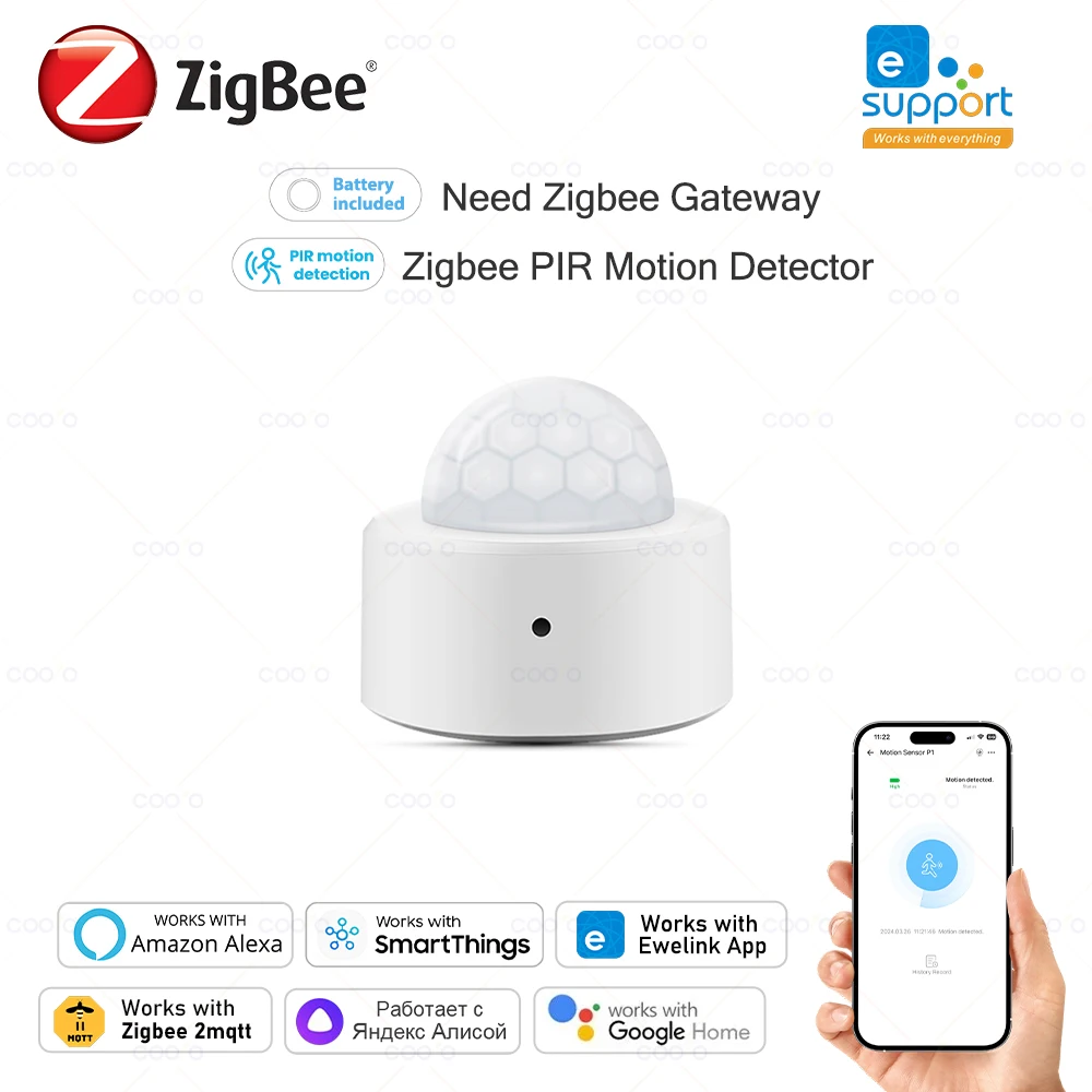 Zigbee Mini PIR Motion Sensor Menschliche Bewegung Infrarot Detektor Sicherheit Alarm Arbeit Mit Alexa Google Home Zigbee2MQTT Benötigen Gateway