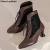 Vintage Frauen Stiefel Sexy Seltsame Steampunk Schuhe Frau Lace-up Spitz Niedrigen Absätzen Stiefeletten für Frauen Viktorianischen booties