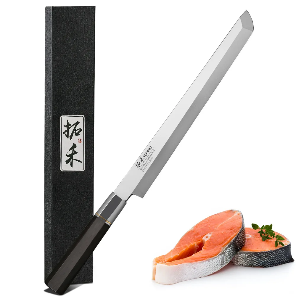 TURWHO 10,5 Zoll Chefmesser für Rohfisch X9CR18 MOV Edelstahl Professionelles Sashimi-Messer Lachsschneidemesser Küchenmesser Image