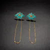 Original Design Tropfen Kleber Emaille Porzellan Lotus Fransen Ohrringe Chinesischen Retro Gericht Stil Elegante Charme Damen Silber Schmuck