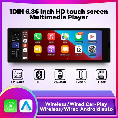 Universal 1Din Auto Radio Audio Stereo 6.86'' Touchscreen Multimedia Video MP5 Player Autoaudio Wireless Carplay Android AUTO Monitor Smart System