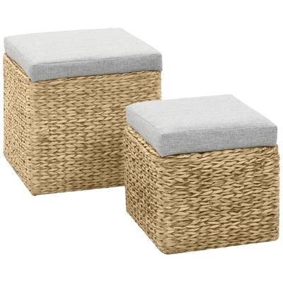 Ottoman-Set 2 Stk. Seegras Grau Vidaxl