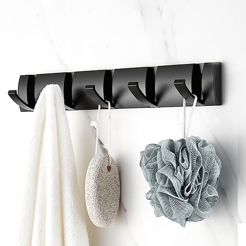 kleiderhaken wandkleiderhaken aluminium space europäischer stil aluminium mantel badezimmer mantel wandhaken schwarz (5-6 haken) wandkleiderbügel Image