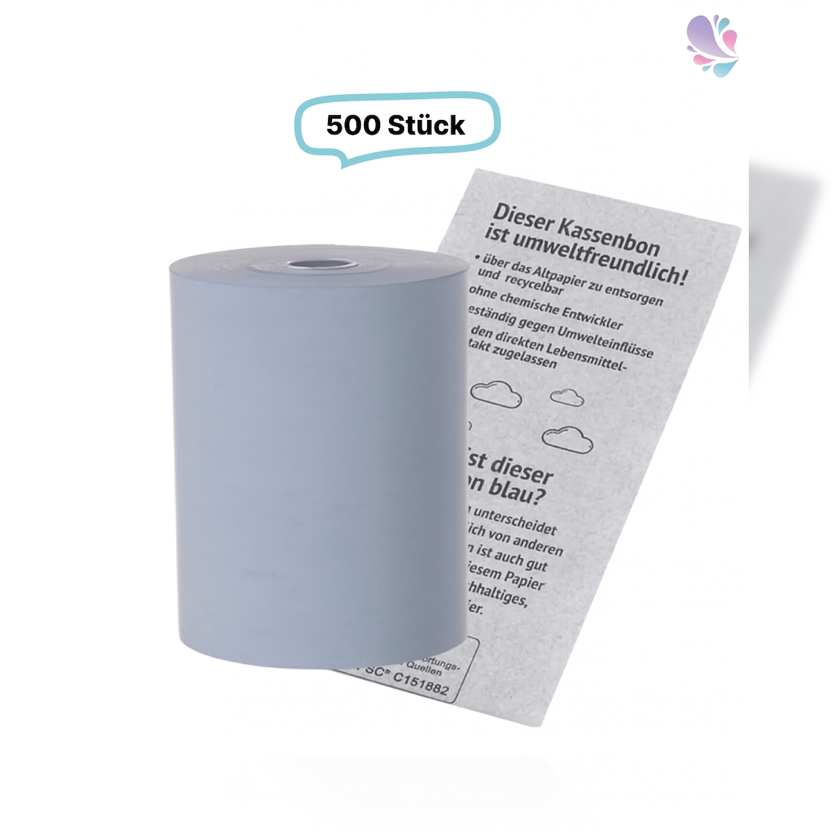 Blanc HYGIENIC Bonrollen BLUE4EST®, 500Stk,, Öko-Thermorollen, ganz ohne Chemie Image