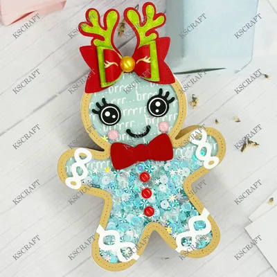 KSCRAFT Large Gingerbread Man Shaker Cutting Dies Stencils for DIY Scrapbooking Decorative Embossing