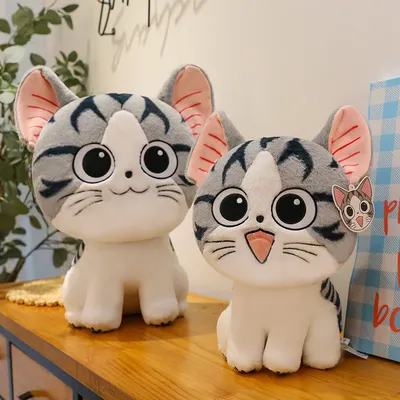 24-35cm Kawaii Cat Plush Toys Anime Character Chi Chi's Cat Stuffed Doll Soft Cheese Cat Home Decro