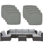 Frides Patio Cushion Covers Replacement, 8-Piece Outdoor Sectional Rattan Sofa Set, Waterproof Chair Seat Cover for Sofa Couch Furniture Outside Zipper Design(Gris,20x20x4in)