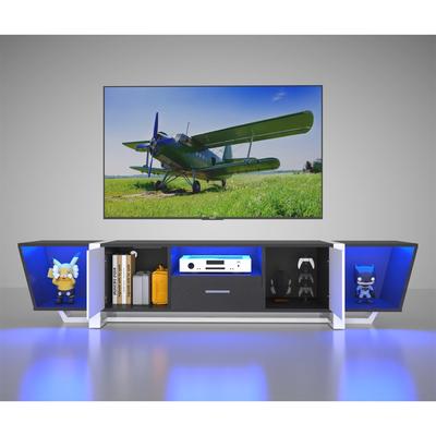 TV Console with Large Storage Cabinets and Remote Control