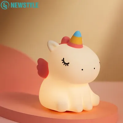 Cute Unicorn Night Light Dimmable Nursery Sleeping Light Rechargeable Bedside Touch Lamp For Baby