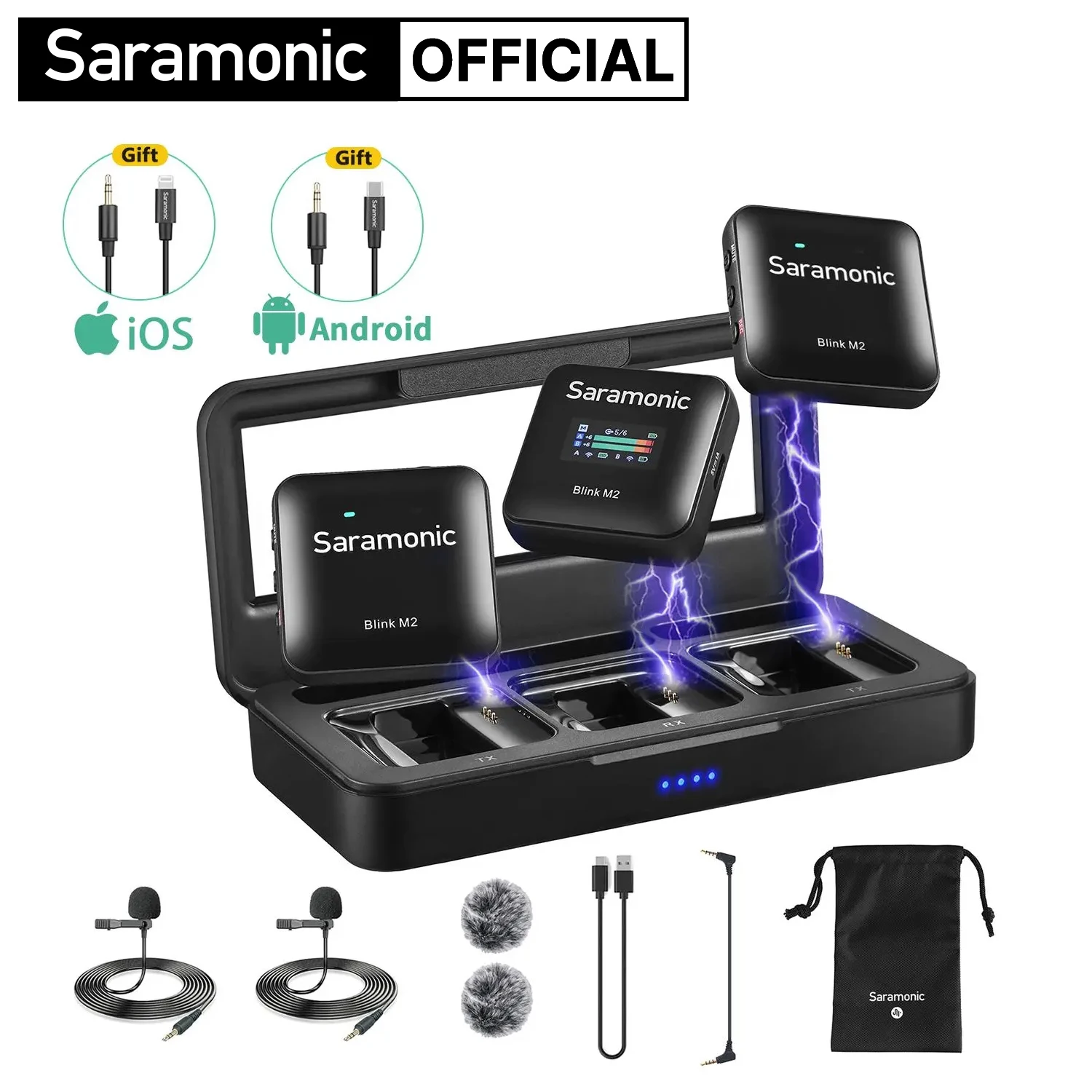 Saramonic blink m2 drahtlose Laval ier Revers Mikrofon für iPhone Android PC Laptop Computer DSLR-Kameras Live-Streaming Youtube Image
