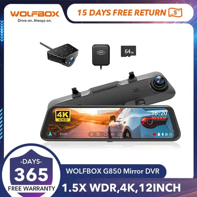 Wolfbox g850 vorne und hinten 4k Dash Cam Auto kamera wdr 1080p Dash Kamera für Auto Fov170 Auto DVR GPS Nachtsicht 24h Parken