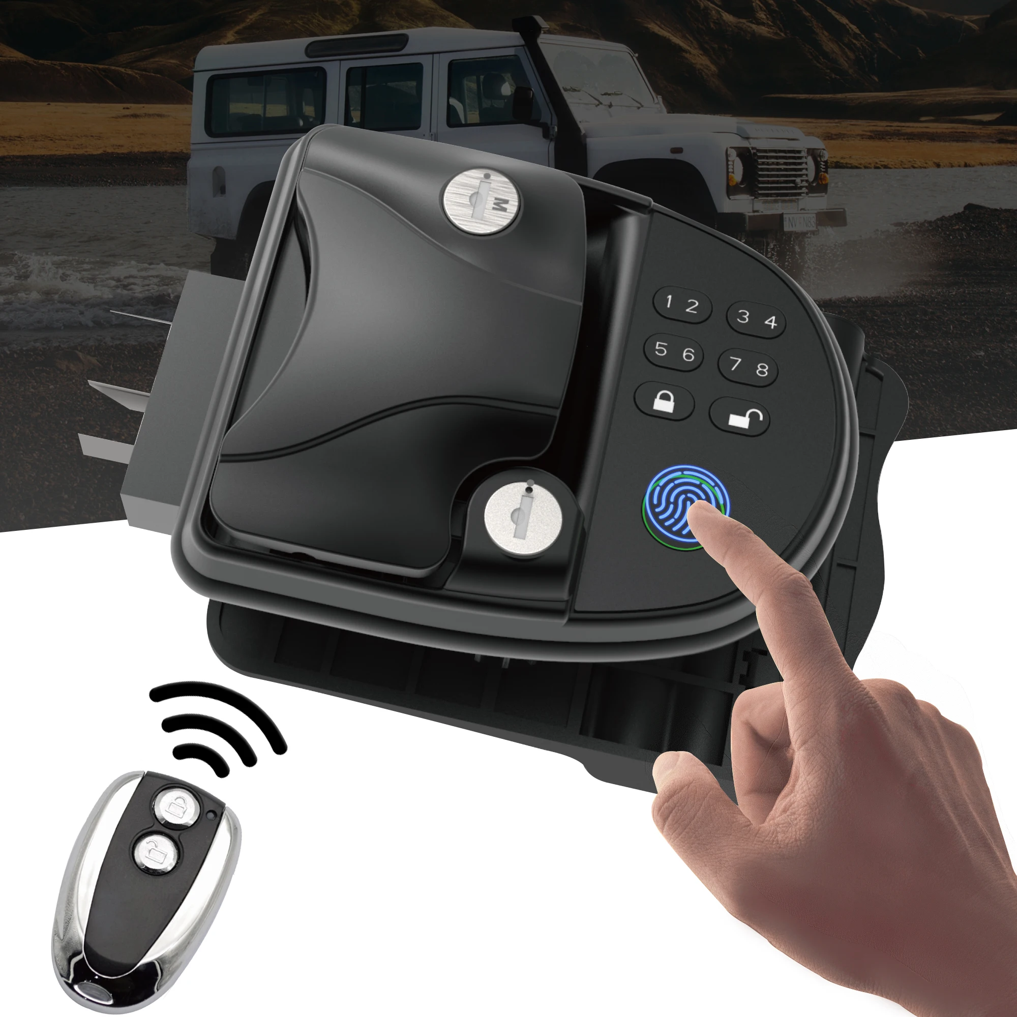 RV Keyless Entry Türschloss mit Fingerprint Griff Wasserdicht Schloss Latch Griff Latch mit Riegel Fernbedienung Keyless RV Image