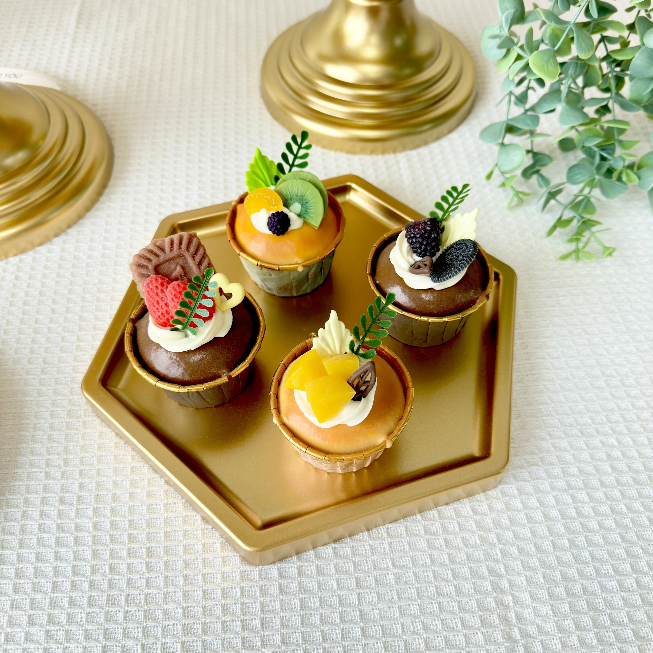 1 Stück sechseckiger Cupcake-Ständer für Hochzeit, Geburtstag, Party-Dekoration, Fiesta-Dekor, rosa Party-Dekoration, Kuchen-Ständer-Set für Weihnachten Image